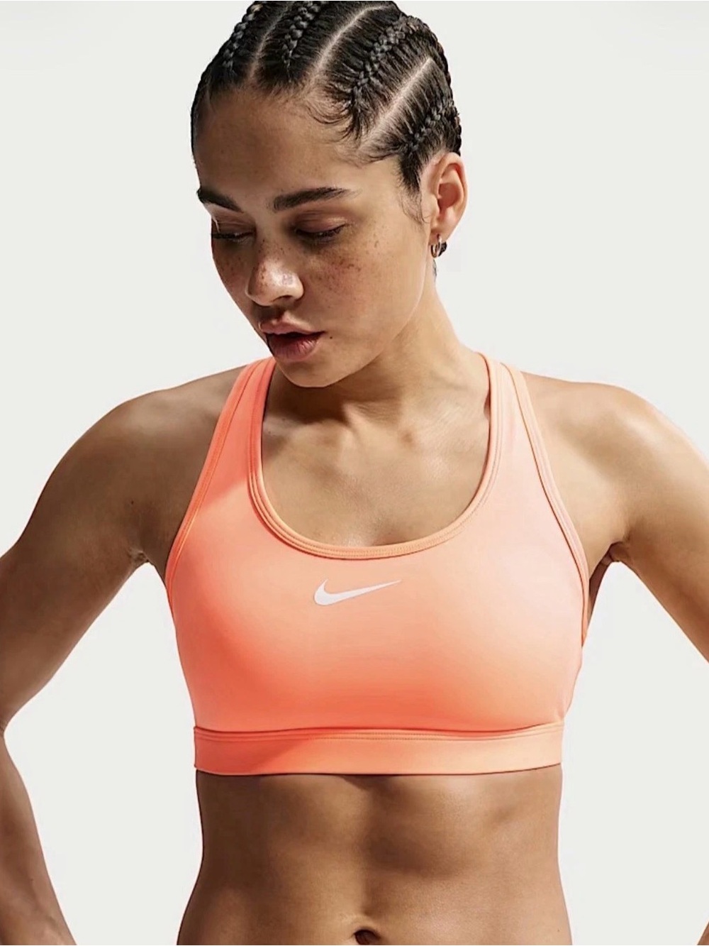 Nike Women XL Swoosh Medium Support Padded Racerback Sports Bra Orange Pulse